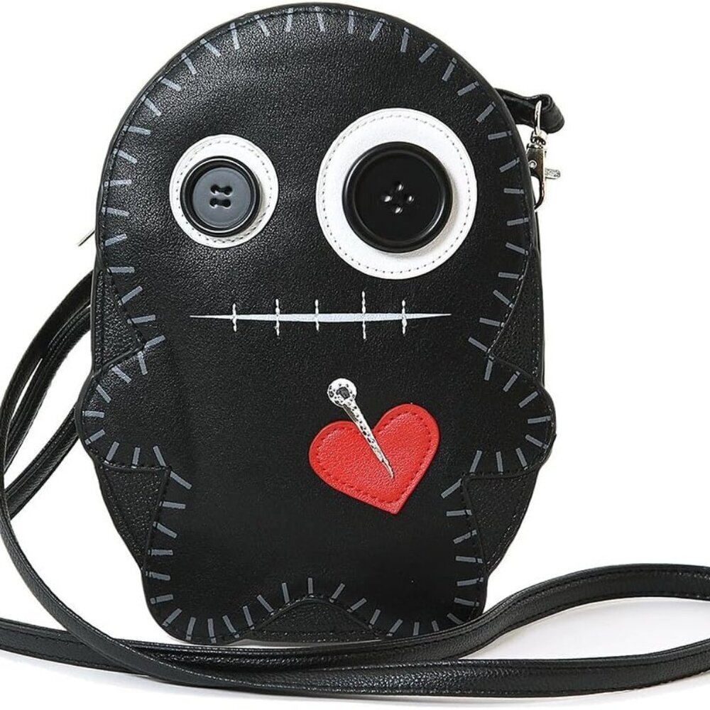 Stitched Voodoo Doll Shoulder Crossbody Bag Vinyl Women Casual Purse